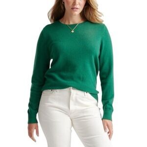 New Quince Cashmere Sweater Crew Neck  Pullover Everglade Green Preppy Size XS
